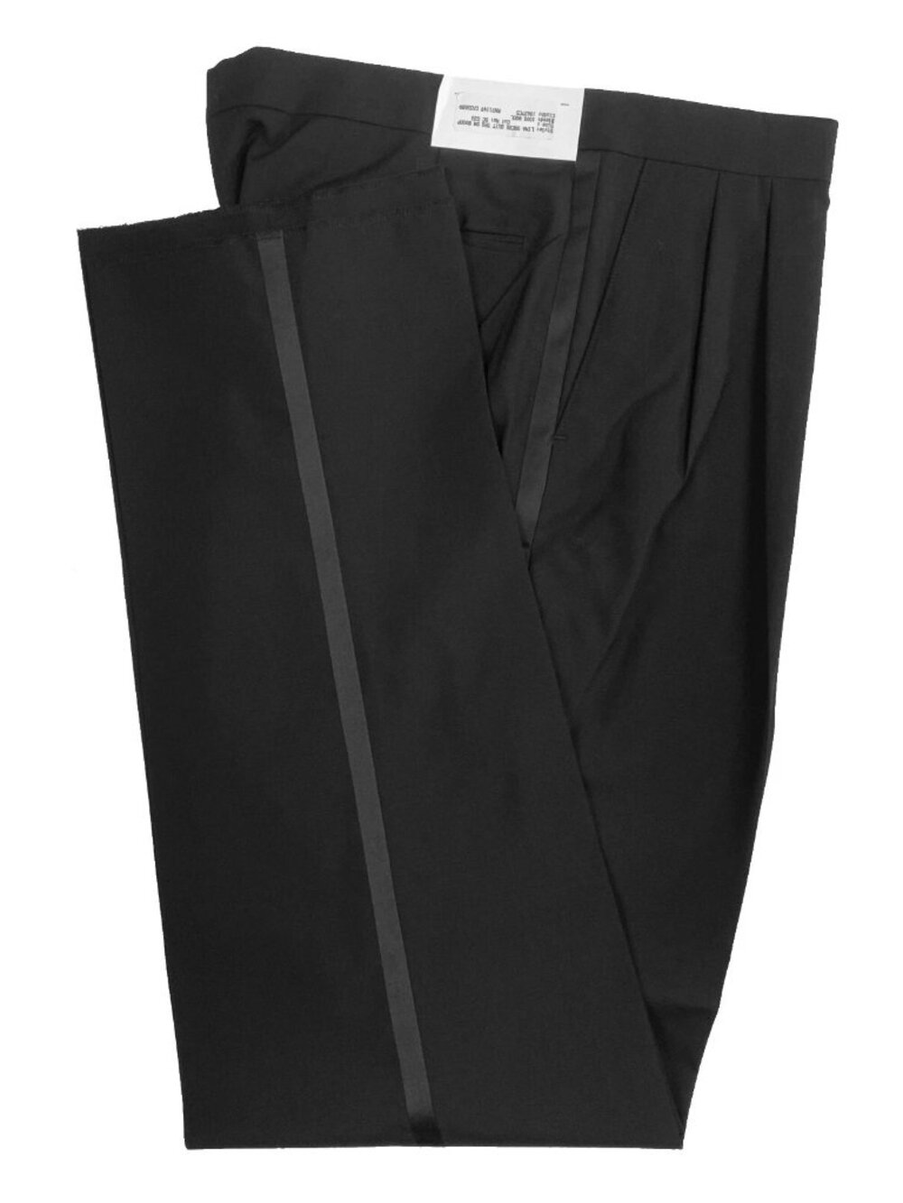 New Men's Black Tuxedo Pants 100% Wool with Satin Stripe 36" Waist Long Rise